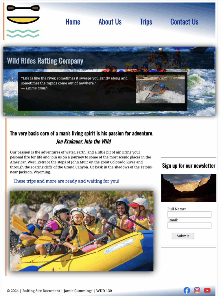 Screenshot of the WDD130 final project