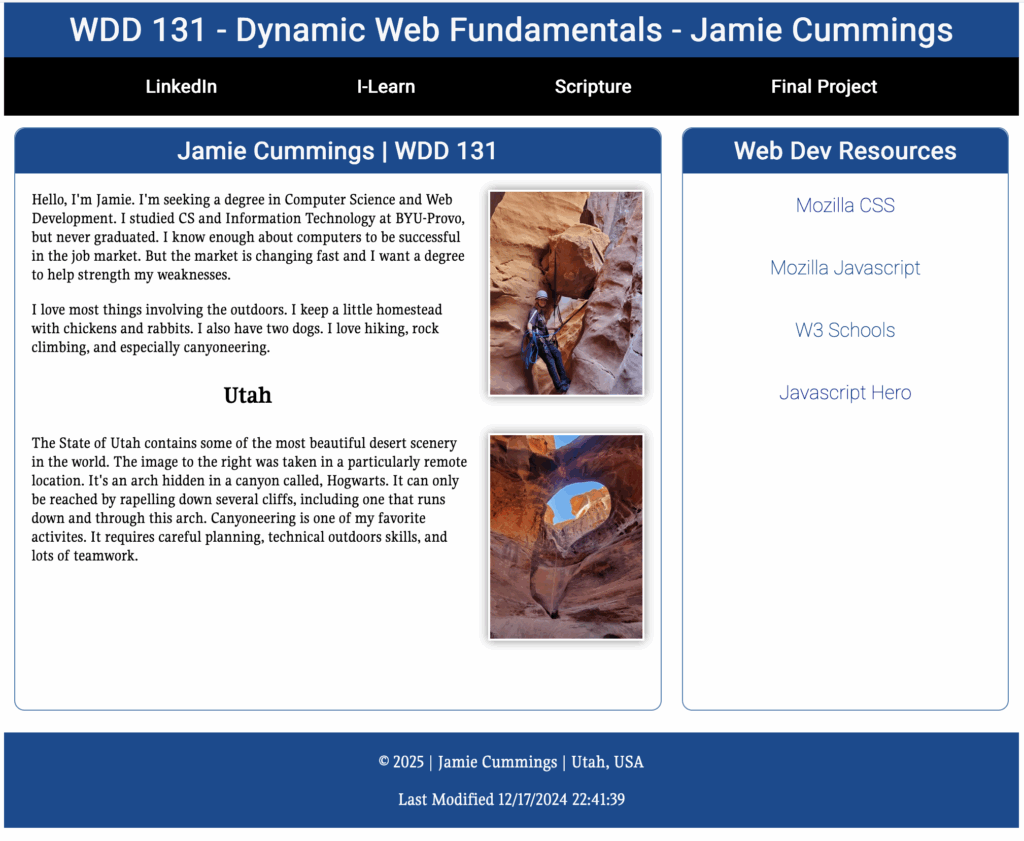 Main Personal Page for WDD 131